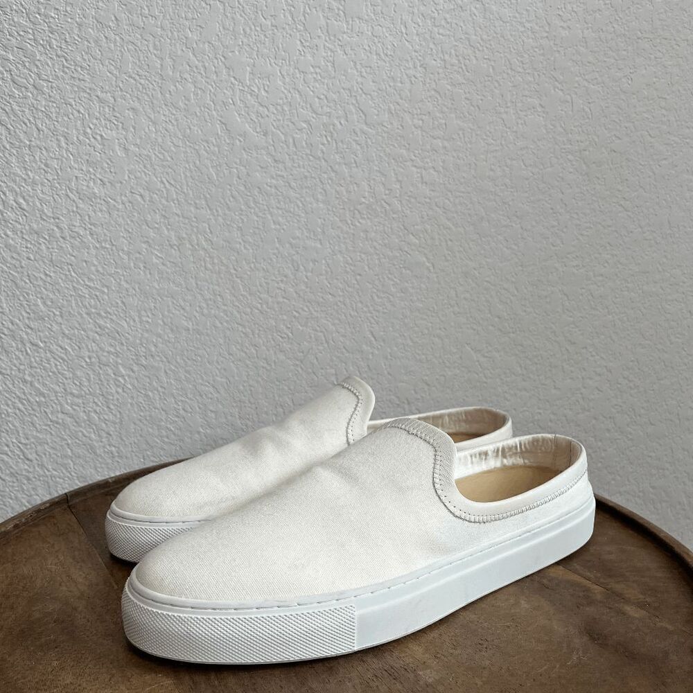 Jenni Kayne White Canvas Slip-On Slider Sneaker Shoes Women's 41 11 Run Small